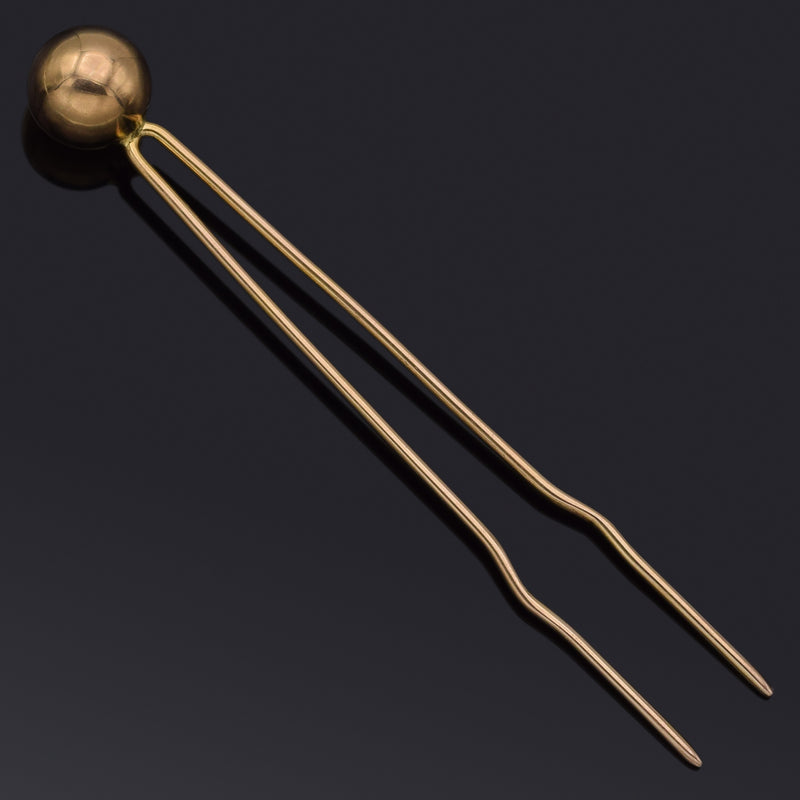 Vintage 14K Yellow Gold Ball Hair Pin