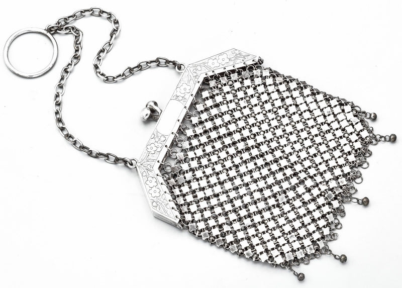 Antique German Silver Chatelaine Coin Purse - Etsy | Vintage mesh purse, Silver  purses, Beaded purses
