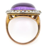 Antique 14K Yellow Gold 14.84 Ct Amethyst & Sea Pearl Cocktail Ring