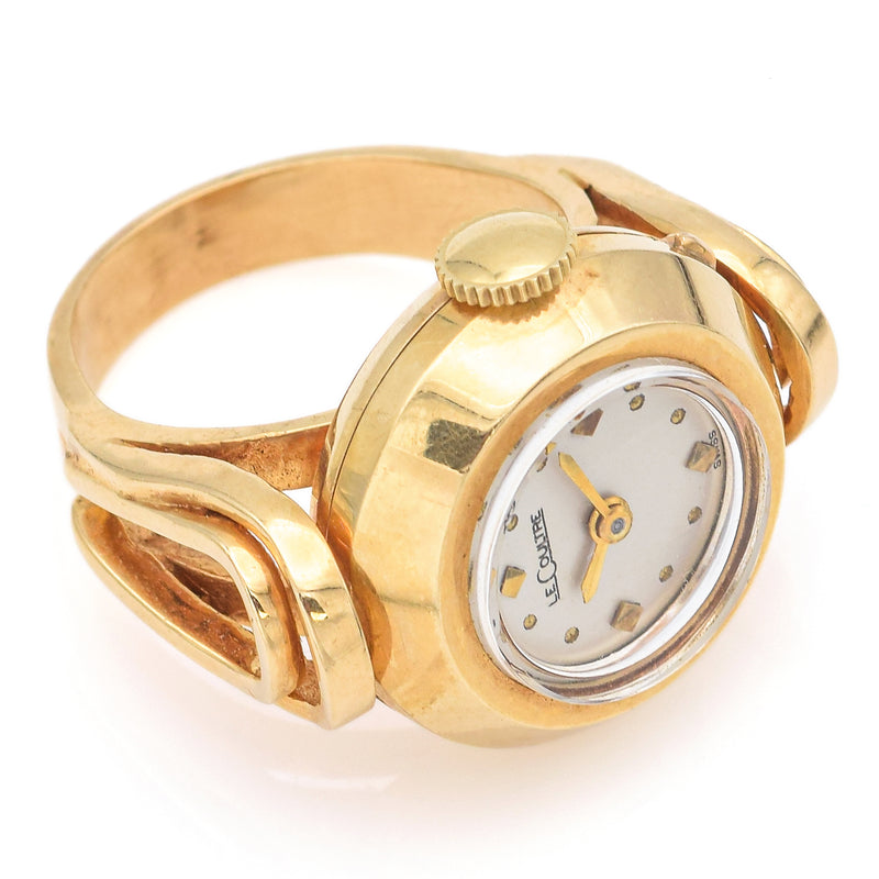 Vintage Jaeger LeCoultre 14K Yellow Gold Hand Wind Watch Ring