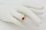 Vintage 14K Yellow Gold Oval Ruby & Diamond Band Ring