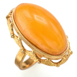 Vintage Russian Egg Yolk Amber Oval Cocktail Ring