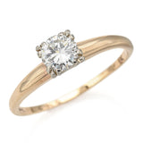 Vintage 14K Yellow Gold Carat Round Diamond Solitaire Band Ring