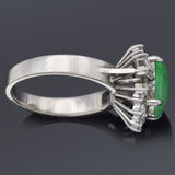 Vintage Platinum Green Jade & 0.57 TCW Diamond Cocktail Ring