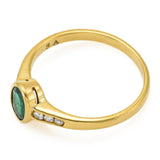 Vintage 18K Yellow Gold Green Spinel & Diamond Band Ring Size 5.25