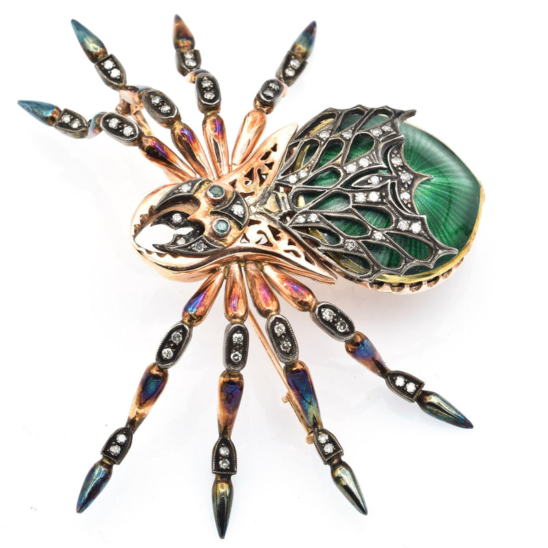 Sold at Auction: Russian, Diamond, enamel, and gem-set spider brooch