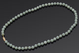 GIA 14K Yellow Gold Translucent Green Jadeite Jade Beaded Strand Necklace