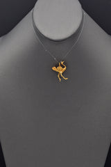 Vintage 14K Yellow Gold Ostrich Bird Charm Pendant 9.2 Grams