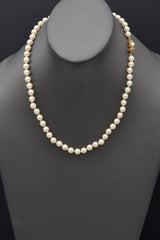 Vintage 14K Yellow Gold 6.5-7 mm Sea Pearl Beaded Strand Necklace 18 Inches