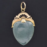 GIA Certified 14K Yellow Gold Translucent Green Jadeite Jade Heart Pendant