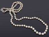 Antique Art Deco 10K White Gold Sea Pearl Beaded Strand Necklace