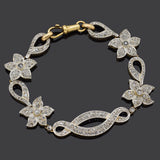 Antique 18K Yellow Gold & Platinum 6.00 TCW Rose Cut Diamond Floral Bracelet