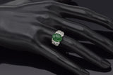 Estate 18K White Gold 2.20 Ct Green Jade & 1.00 TCW Diamond Band Ring