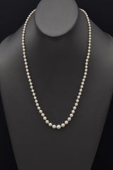 Antique Art Deco 10K White Gold Sea Pearl Beaded Strand Necklace