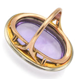 Antique 14K Yellow Gold 14.84 Ct Amethyst & Sea Pearl Cocktail Ring