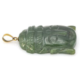 Vintage 18K Yellow Gold Green Jade Carved Buddha Pendant