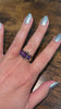 Antique 18K Yellow Gold Amethyst & Table Cut Diamond Band Ring Size 7