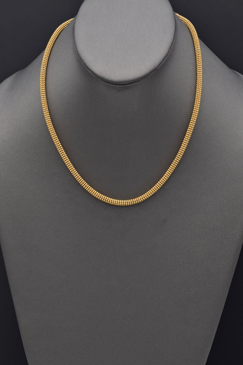 Vintage B&M Italy 14K Yellow Gold 4 mm Popcorn Chain Necklace 18 Inches