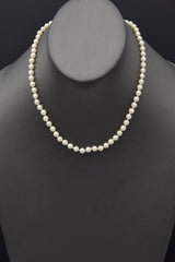 Vintage 14K White Gold 5-5.5 mm Sea Pearl Beaded Strand Necklace 16 Inches