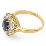 GIA Antique 18K Yellow Gold No Heat Sapphire & H/J VS-SI Diamond Ring