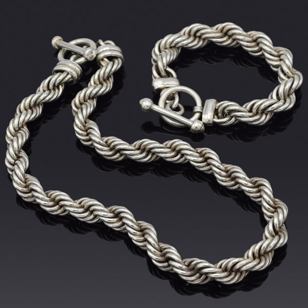 Thick silver hot sale rope chain