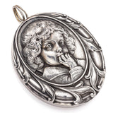 Vintage Henryk Winograd HW 999 Fine Silver Repoussé Toddler Boy Pendant