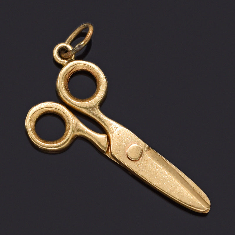 Gold Scissors Charm Scissors Charm on 45 cm Thin Links Chain / 14K Gold